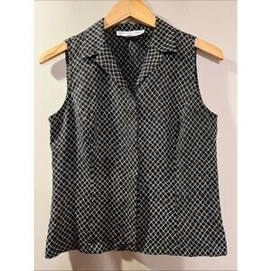 Josephine Chaus Black & Cream Geometric Sleeveless Top